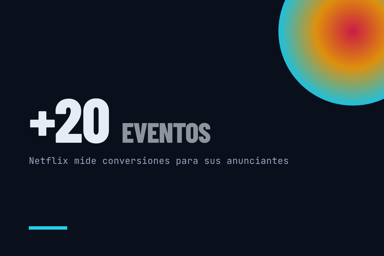 Netflix permite ahora registrar más de 20 eventos de conversión de los anunciantes para medir el efecto de sus campañas.